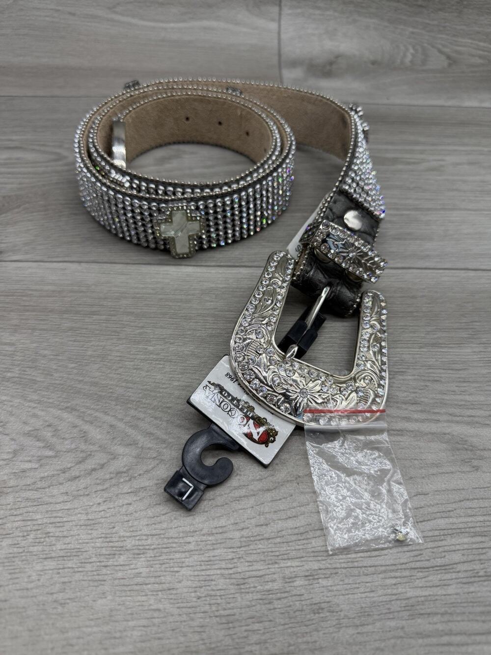 Nocona Rhinestone Western Belt Cross Embellishments New Large